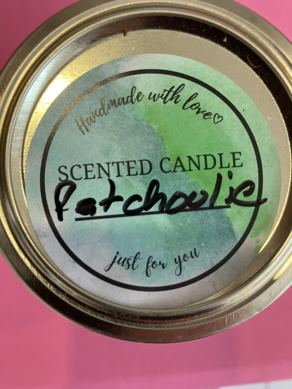Handmade Patchouli Scented Candle - Green Tin